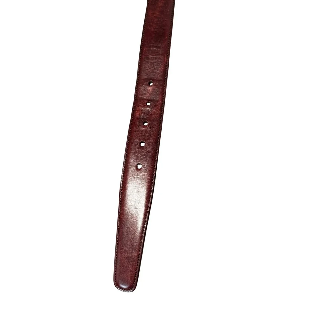 Trafalgar Mens Dress Belt Size 40 Mahogany Brown Cortina Leather Hand Polished